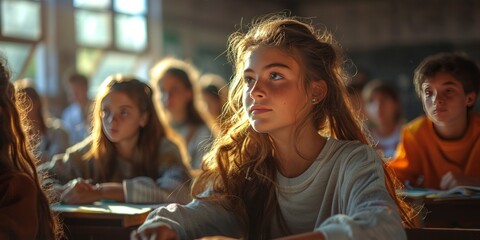 Students participating in a math competition, eagerly solving problems and showcasing their skills