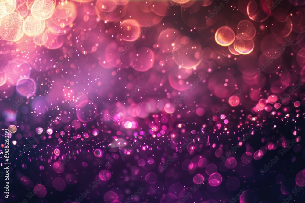 Poster magenta bokeh. shiny backdrop with circles, modern design overlay with sparkling glimmers