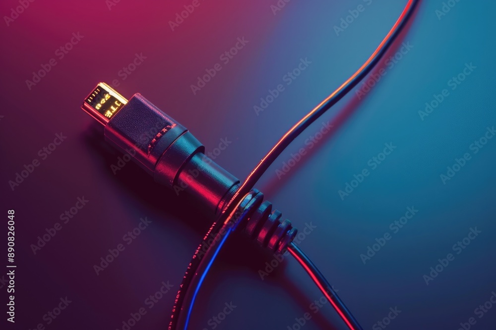 Aufkleber A close-up shot of a USB cable connected to a smartphone, suitable for use in tutorials or product demonstrations