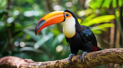 Brazil Toucan. Exotic Amazon Bird with Striking Beak in Tropical Reserve