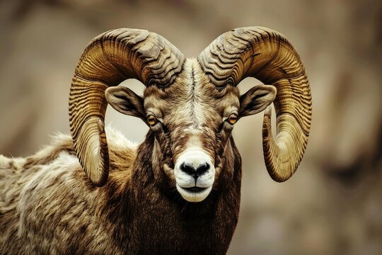 Desert Sheep Ram. A Jampacked Wildlife Photo of a Bighorn Sheep in Mountainous Desert Landscape