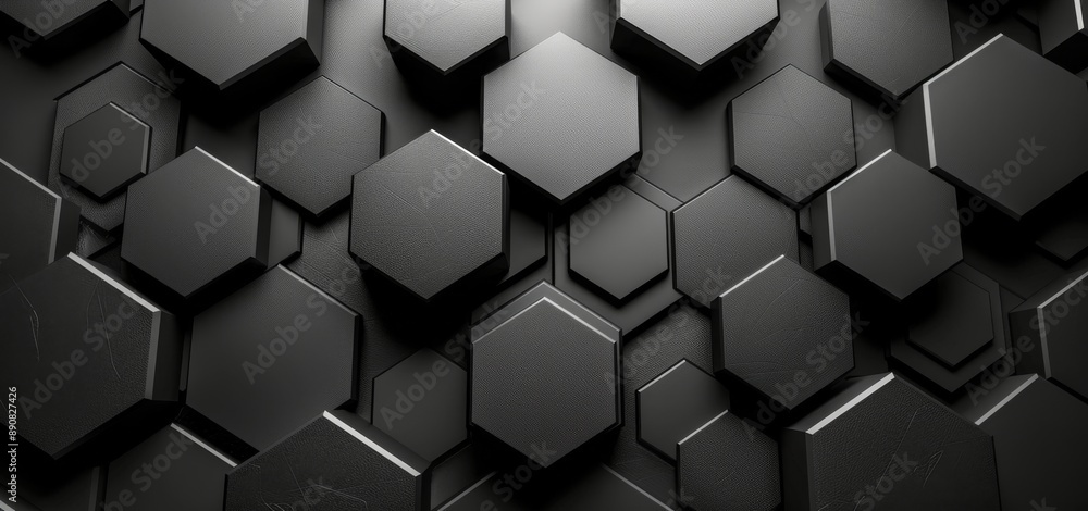 Poster abstract black hexagon pattern background image