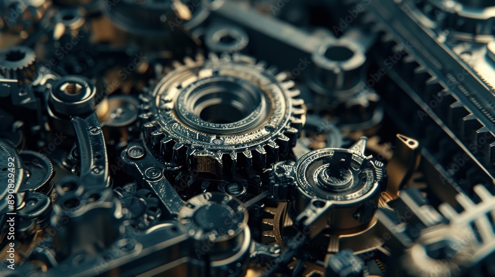 Poster interlocking gears and cogs create a mesmerizing steampunk masterpiece