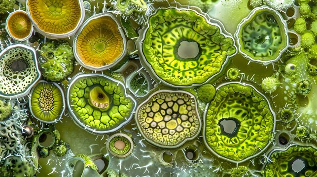Cross section cut under the microscope of moss antheridium