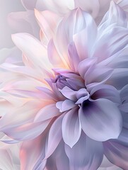 White and purple dahlia with a circular product hidden inside showing petals