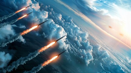 Missiles with nuclear capabilities escalate global geopolitical risks   realistic image