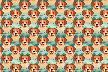 Seamless pattern with hand-drawn dogs. Animals vector illustration with adorable pets. Tileable background for your fabric, textile design, wrapping, backdrop 