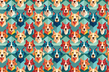 Seamless pattern with hand-drawn dogs. Animals vector illustration with adorable pets. Tileable background for your fabric, textile design, wrapping, backdrop 