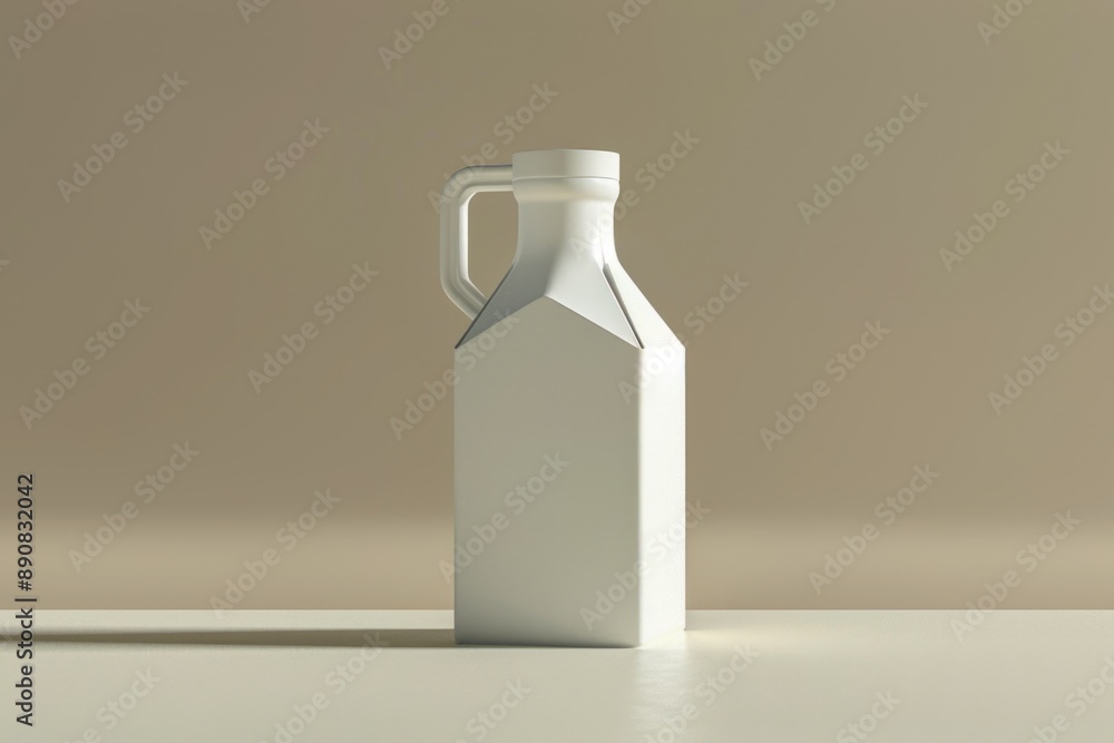 Poster A white ceramic jug resting on a table with a simple background