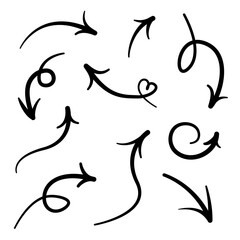 Vector set of hand drawn arrows for design vector illustration