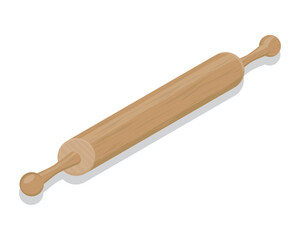 vector design of a tool called a cake roll pin made of wood which is usually used as a tool for grinding or leveling cake dough mixture