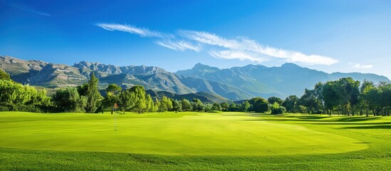 Obraz premium Golf course with mountain