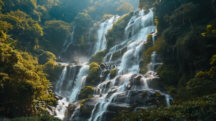 Mae Ya Waterfall, one of the most beautiful waterfalls in Thailand, at Doi InThanon, Chom Thong District, Chiang Mai 