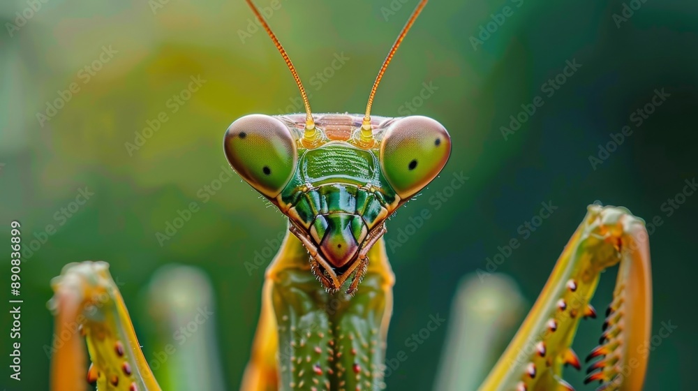 Poster macro shot of a praying mantis.