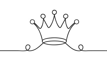 Continuous one line drawing of royal crown. Simple king crown outline design. Editable active stroke vector. © Vasyl Yurlov