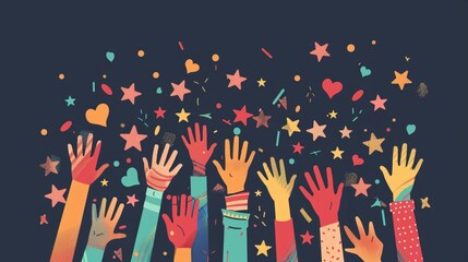 Volunteer appreciation, celebrating efforts, flat design illustration