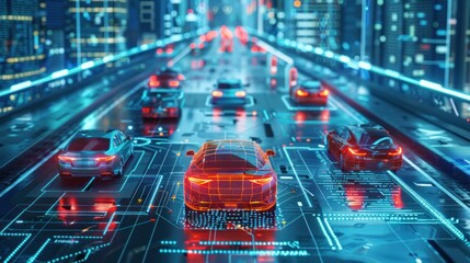 Autonomous Vehicles Driving on a Futuristic Highway