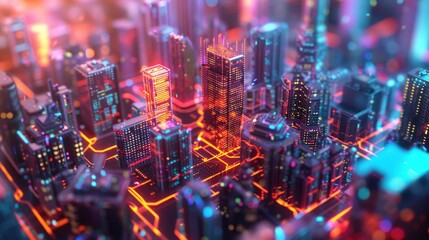 Cyberpunk Cityscape: A Glowing Metropolis