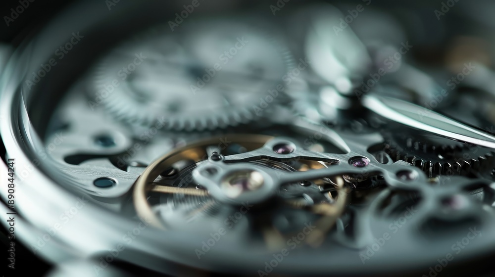 Poster a high-resolution close-up image capturing the intricate gears and mechanisms inside a luxury wristw