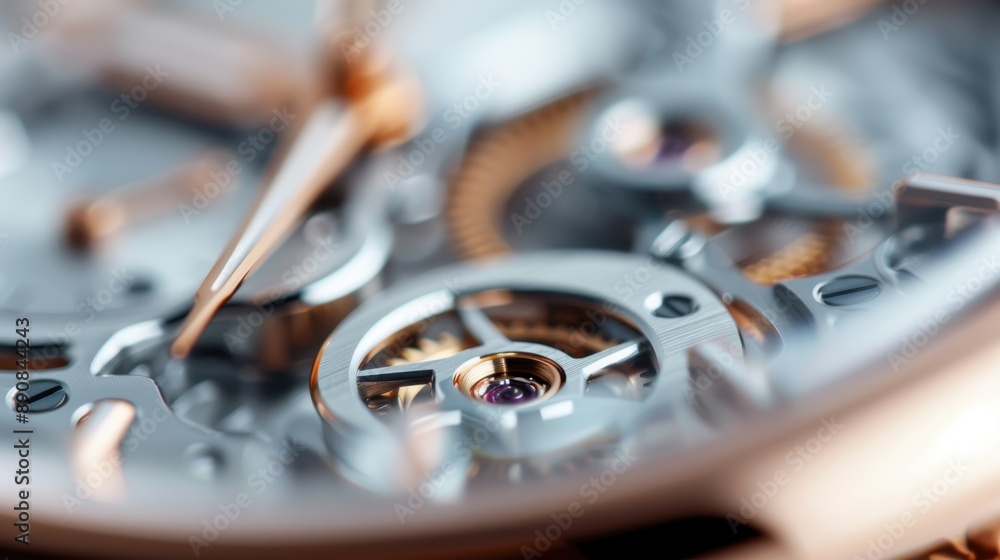 Poster an up-close macro shot revealing the inner workings of a high-end watch, displaying the intricate de