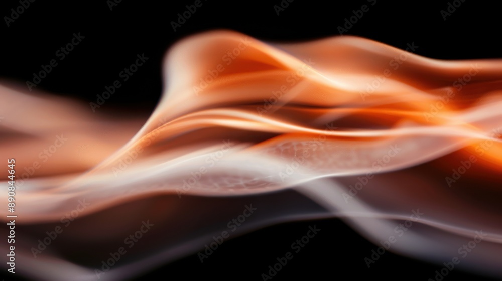 Poster an abstract image featuring swirls of light in orange and white shades, creating an ethereal and flu