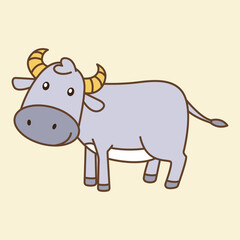 Naklejka premium Carabao Flat Design Clipart
