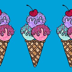 Cartoon candy seamless ice cream pattern for wrapping paper and fabric