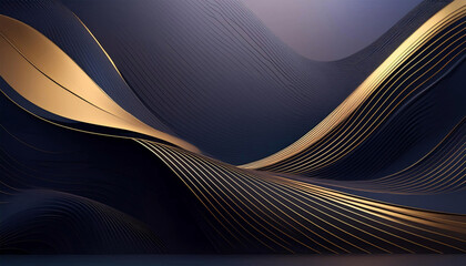 Abstract background, black lines with golden accents, illustration.