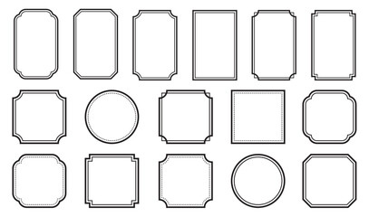 Vector set of simple line frames with double stroke. Collection of vertical blank templates to decorate text..eps
