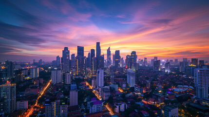Fototapeta premium city skyline at sunset