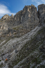 Hiking through the high, impressive mountains of the Stubai Alps, Austria, on a scenic trail that showcases the region's natural beauty.