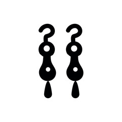 Earrings silhouette icon. Simple element illustration from woman clothing concept icons.Black dangling earrings editable logo sign symbol. 
