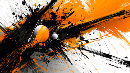 Dynamic Abstract Explosion in Black and Orange