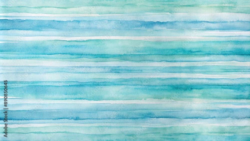 Poster soft aquamarine watercolor stripes layer upon layer creating a dreamy abstract background with subtl