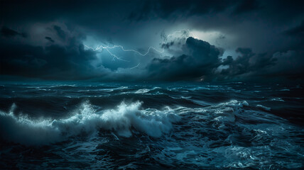 Fototapeta premium 雷雨の中の日本の海