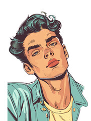 Portrait of a handsome young man. Vector illustration in sketch style.