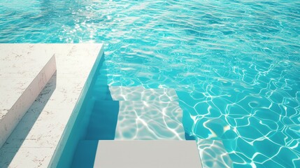 Obraz premium A pool with a white step leading down to it