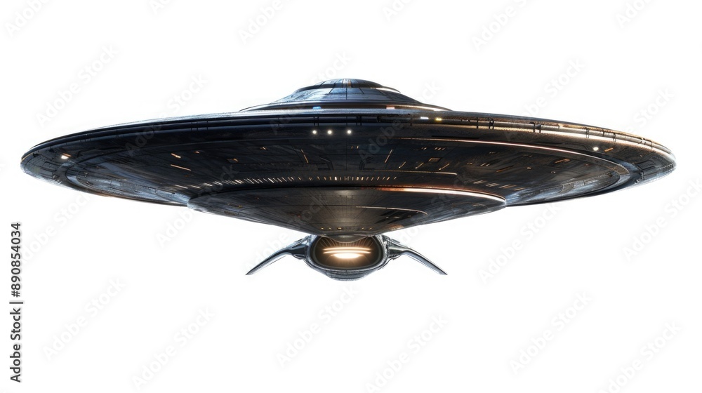 Aufkleber A close-up view of a spaceship soaring through the sky, with clouds and blue sky in the background