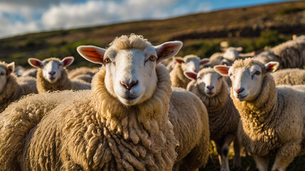 Fototapeta premium Sheep animal mammal farm nature pasture illustation art photo CGI fake