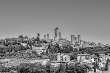 scenic view to tuscian village of San Gimignano,