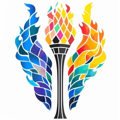 Unusual mosaic Olympic torch - Abstract logo