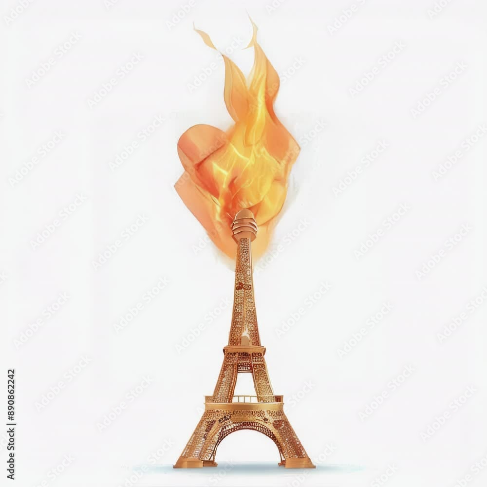 Wall mural Abstract flame on top of Eiffel Tower. Symbol of Olympic Games