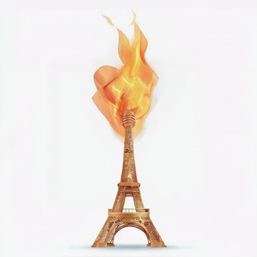 Abstract flame on top of Eiffel Tower. Symbol of Olympic Games