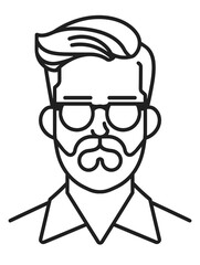 Obraz premium A man with a beard and glasses is wearing a shirt and tie. He is wearing a pair of sunglasses