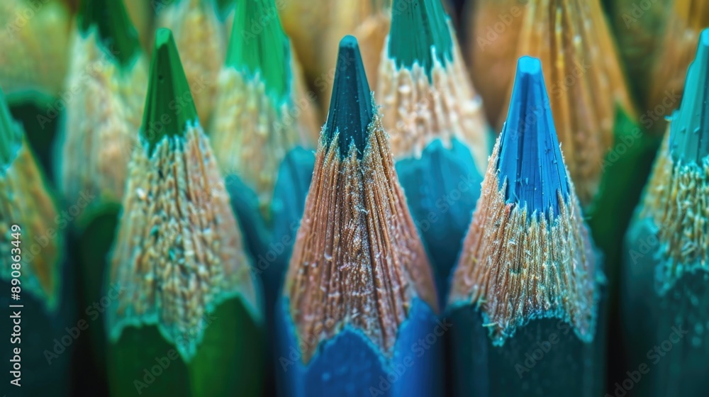 Poster A close-up view of a bunch of colorful pencils