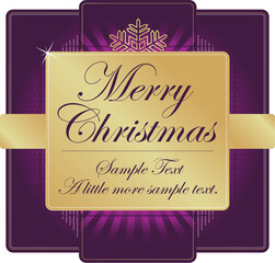 Ornate Purple and Gold Christmas Label with room for your own text.