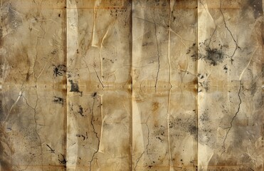 Close Up of Cracked and Stained Paper With Visible Stitching