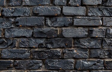 Naklejka premium Black Brick Wall Texture Close Up Photo