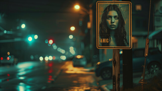 A Missing Person's Poster Under the City Lights