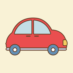 Red Car Flat Design Clipart